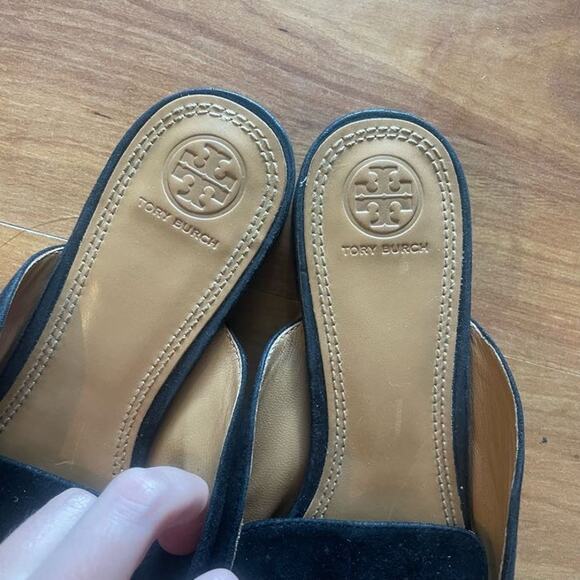 Tory Burch Leigh Suede Ballet Mules in Black Leather - Size 9M - Picture 3 of 8